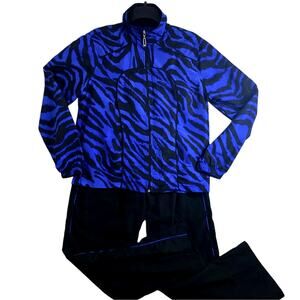 Ac-tiv-ology Track Suit Womens Small* Blue/Black Tiger Stripe Loose Straight
